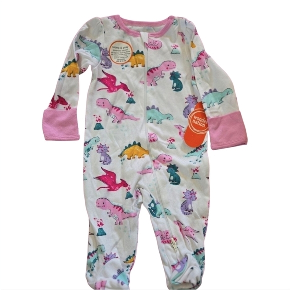 wonder nation Other - Wonder Nation Dinosaur Print Kids Footie Pajamas- 0-3Mos